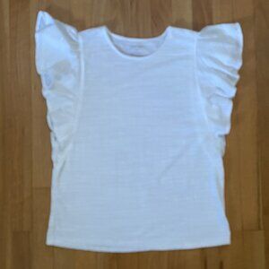 Nine West Flutter Sleeve White Top Size M